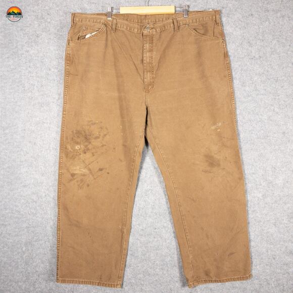 Dickies Work Pants Brown Cotton Flat Front Straight Leg Big & Tall Men's 50x30 - Picture 2 of 13